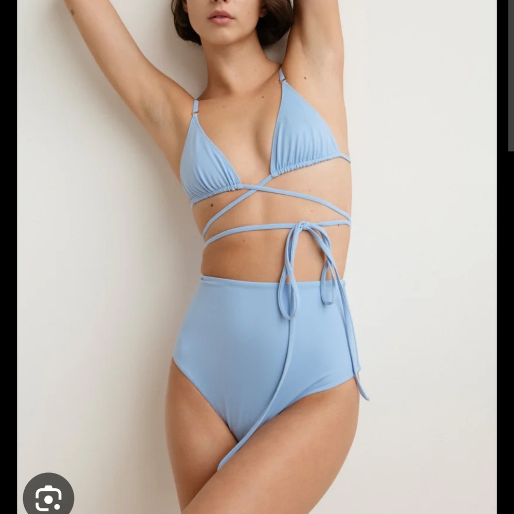 Palm Swimwear RESORT Light Blue Strappy Bikini Set S